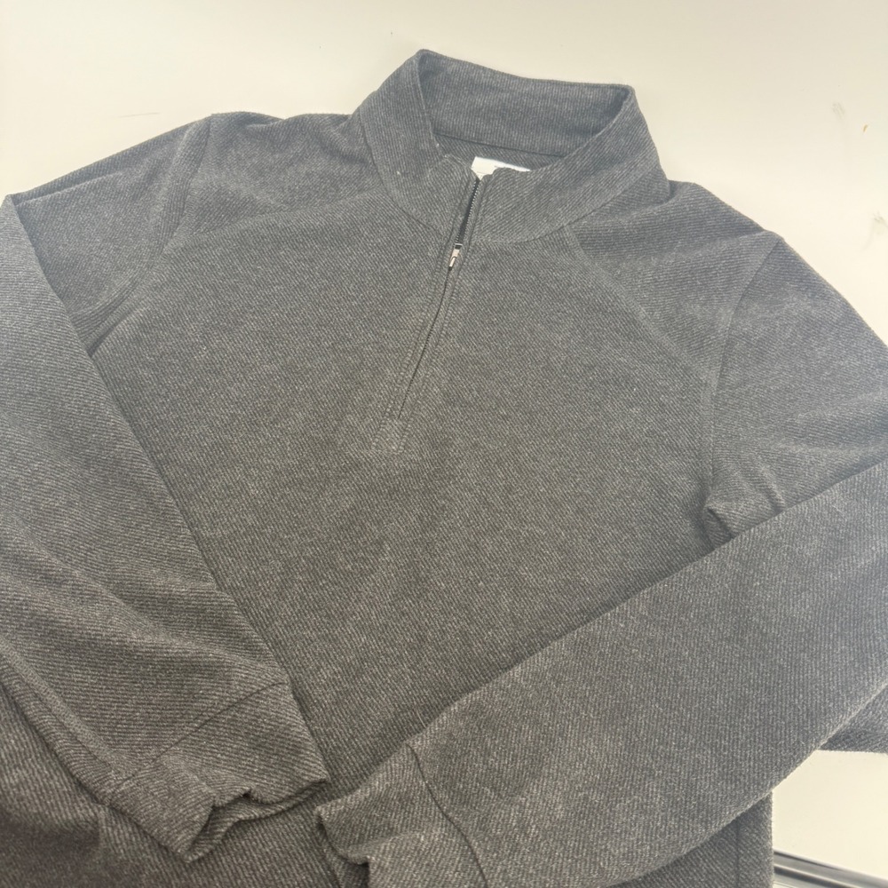7 Diamonds Generation Mens 1/4 Zip Pullover Charcoal Grey Textured Knit Medium